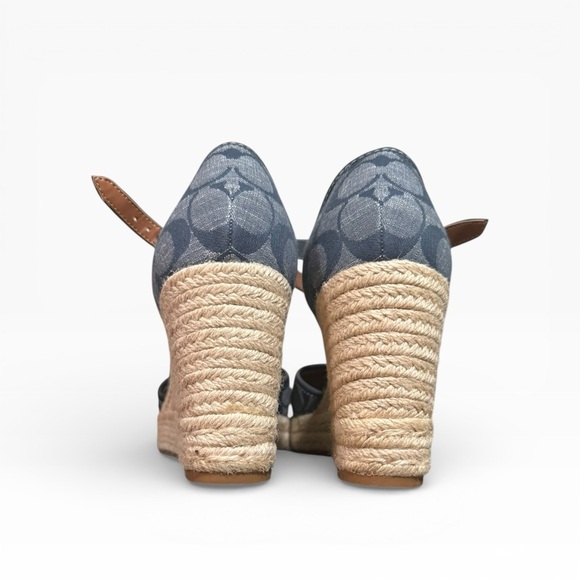 Coach Kimberly Signature Chambray Espadrille Wedges Size 9.5 - Picture 6 of 10